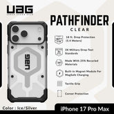 UAG - Pathfinder Clear Magsafe Case For iPhone 17 Pro Max - Ice/Silver